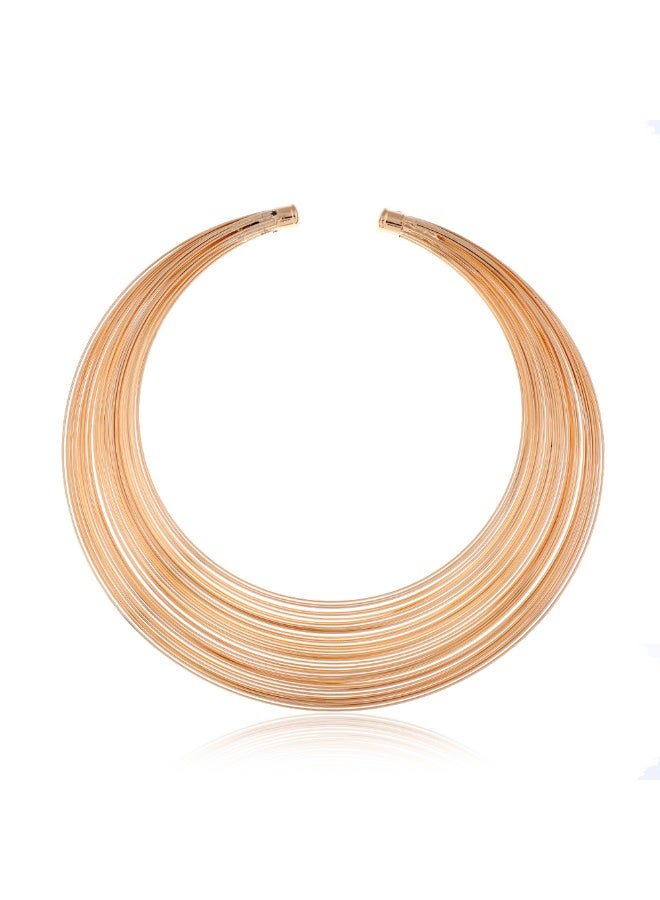 4pcs Golden Womens European And American Style Stylish Jewelry Sets Bar Club Cool Lady Necklace Earring Bangle Sets Gift For Wife - Image 5